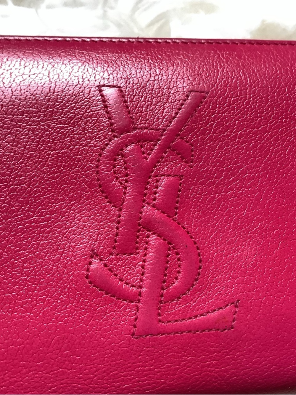 Saint Laurent Hot Pink Leather Zip Wallet with Embossed YSL - Picture 4 of 11